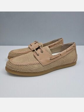Dolce Vita Darsen Woven Loafer Womens 8 Tan Raffia Lace Up Boat Shoe Casual NEW